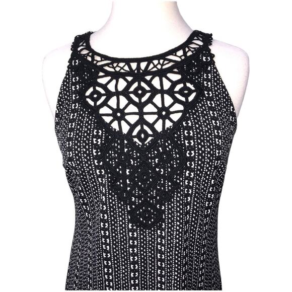 White House Black Market Crochet-Neck Printed Knit Shift Dress Small NWT - Picture 3 of 10